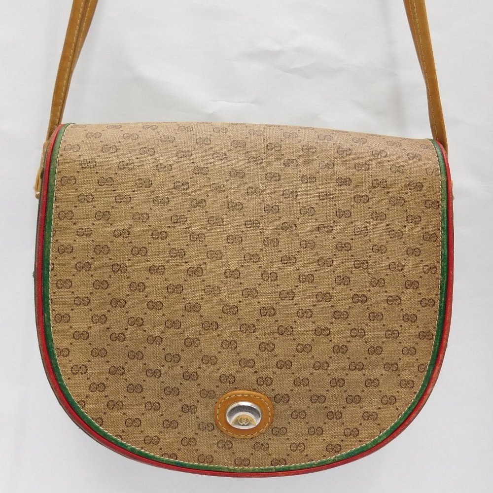 VINTAGE GUCCI MONOGRAM CANVAS SUPREME WEB BAG - Picture 1 of 16